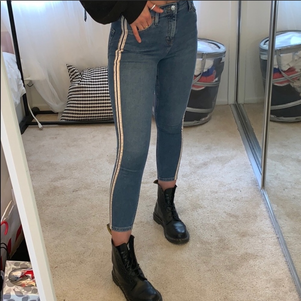 Top Shop-Jamie cropped jeans with track stripe